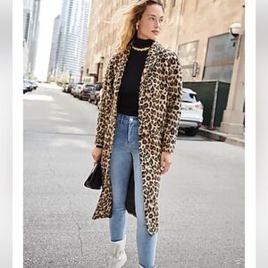 Long Faux Fur Leopard Coat